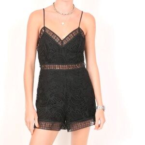 Charo Ruiz Elegant Black Lace Romper